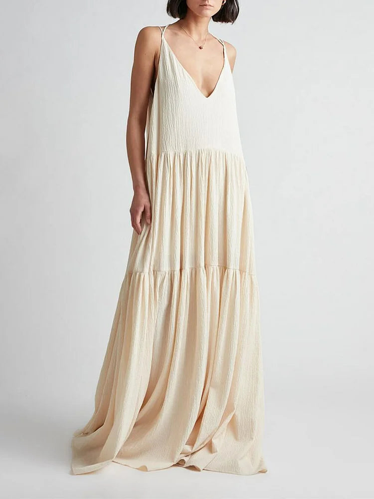 Mara - Elegant Vestito Maxi con Scollatura a V
