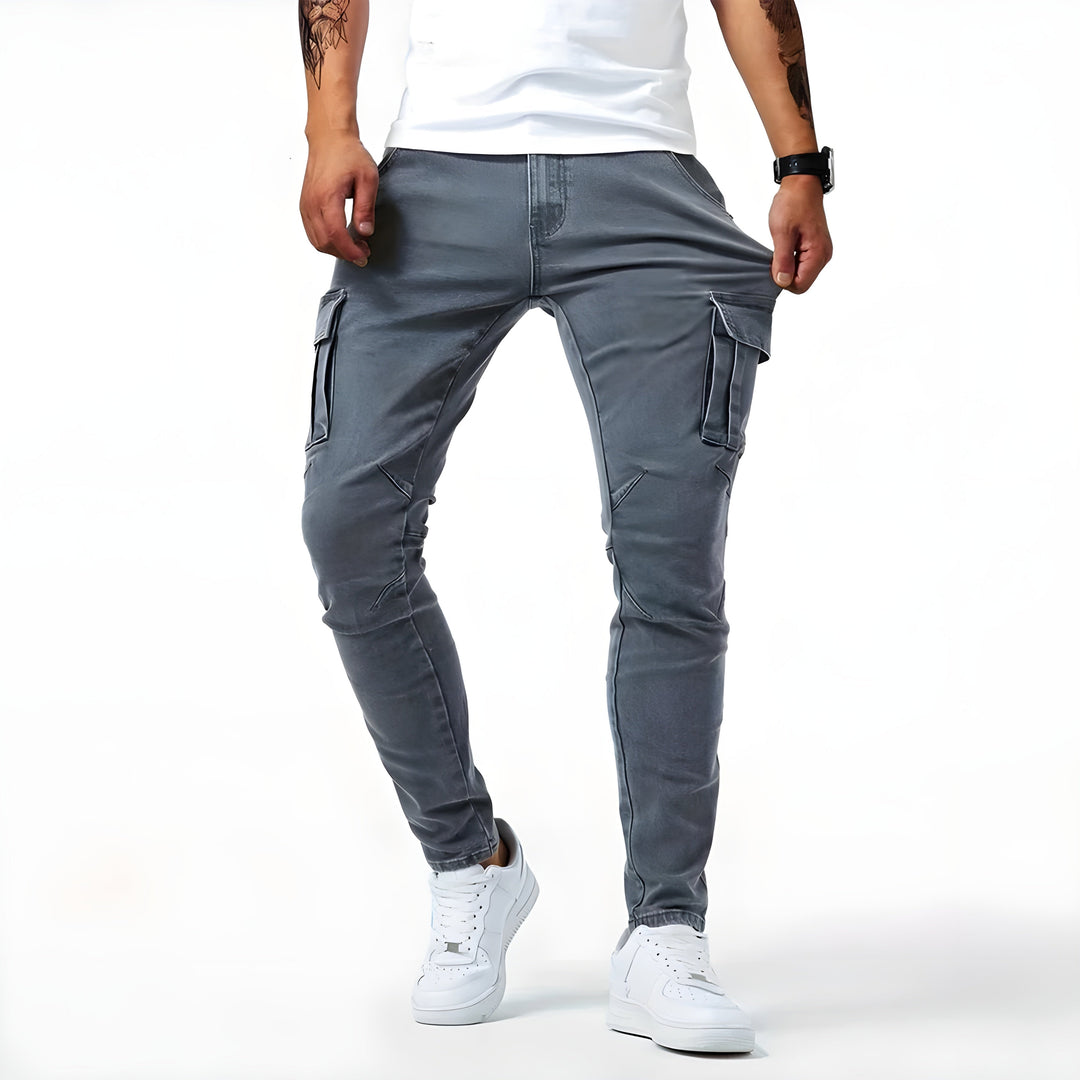 Pantaloni Cargo in Denim Elasticizzato