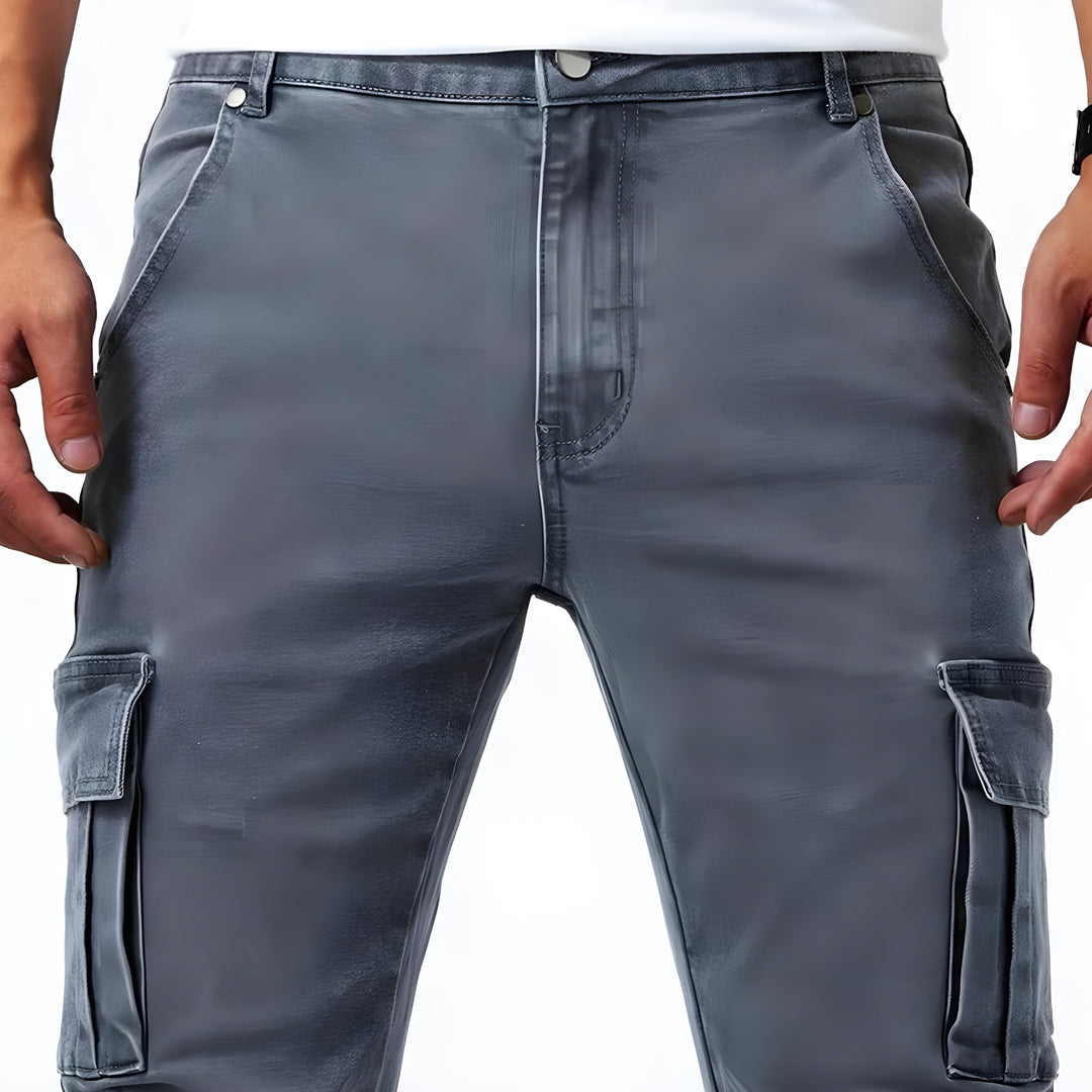 Pantaloni Cargo in Denim Elasticizzato