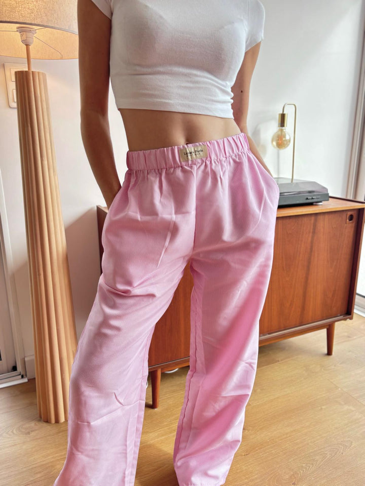 Anna™ - Pantaloni a Vita Alta in Cotone Lilla