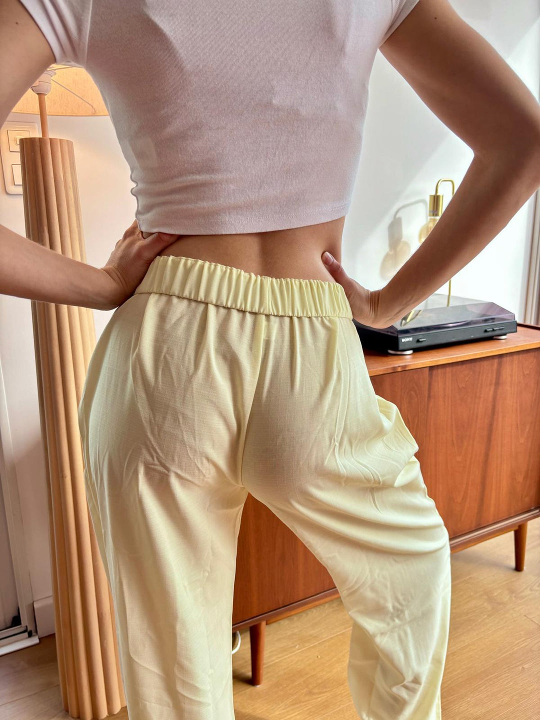 Anna™ - Pantaloni a Vita Alta in Cotone Lilla