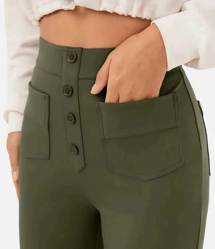 Sara™ - Pantaloni Chic a Vita Alta in Cotone